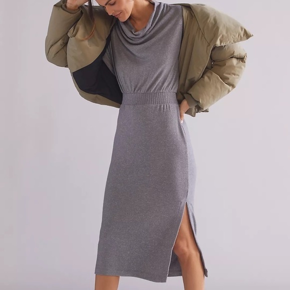 NWT Daily Practice by Anthropologie The Arabella Drapey Dress, gray, soft - Picture 4 of 14